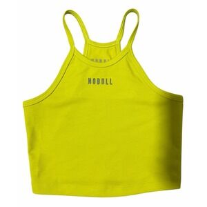 No Bull Ribbed Halter Crop Tank Top Yellow Women's Size X-Small
